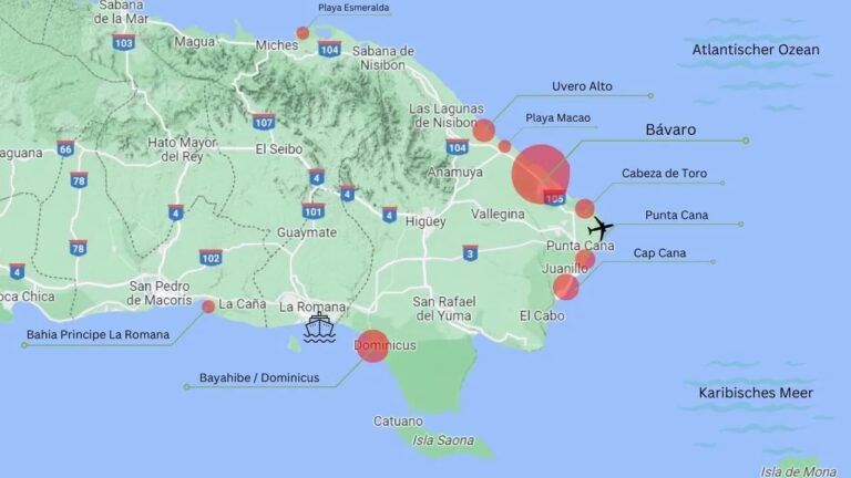 mapa zona de hoteles punta cana republica dominicana